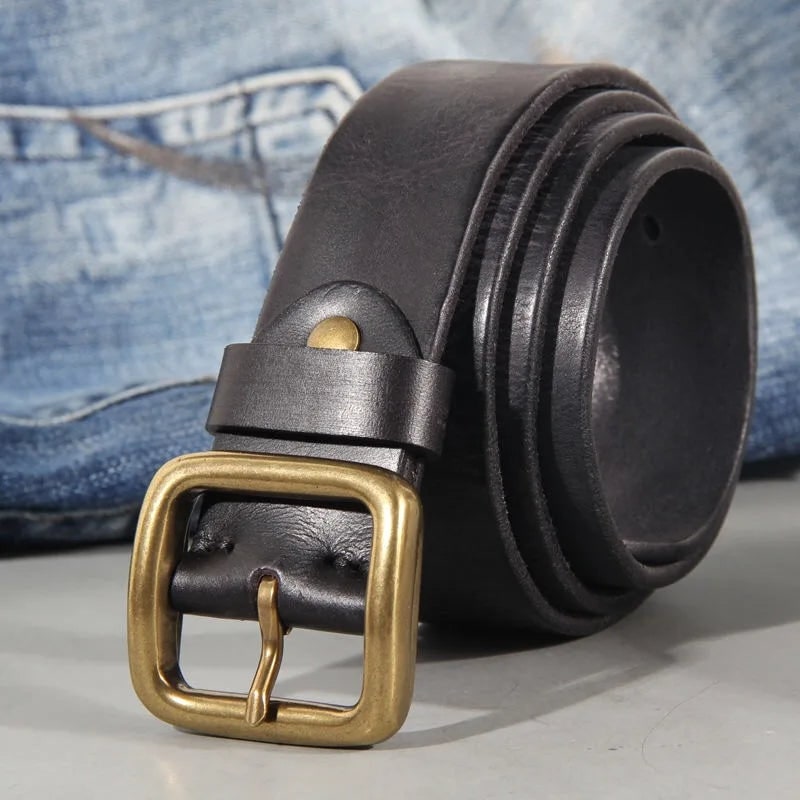 Cowhide Belt for Men - Black