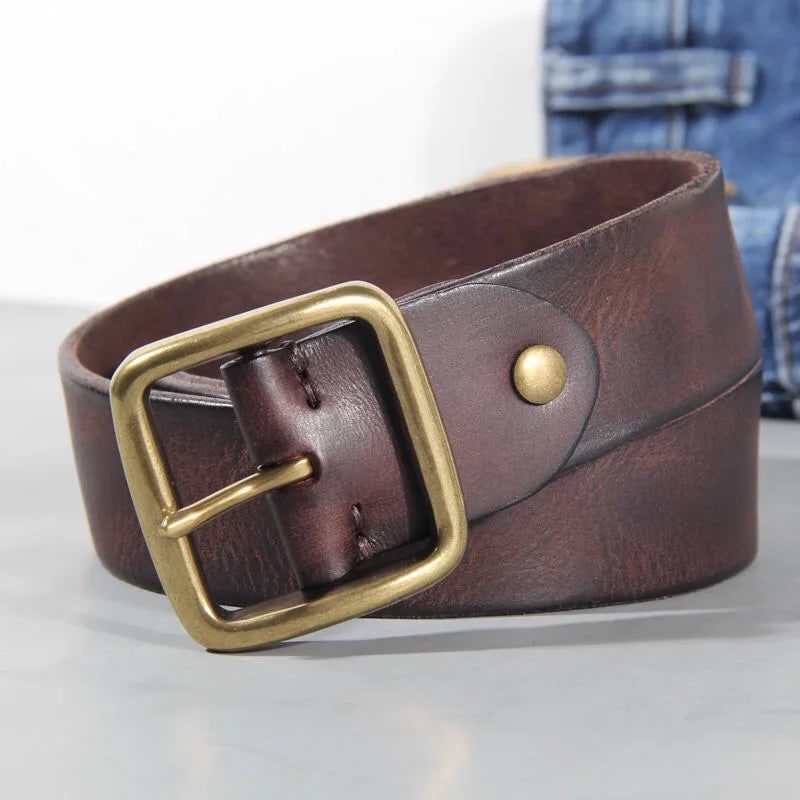 Cowhide Belt for Men - Dark Brown