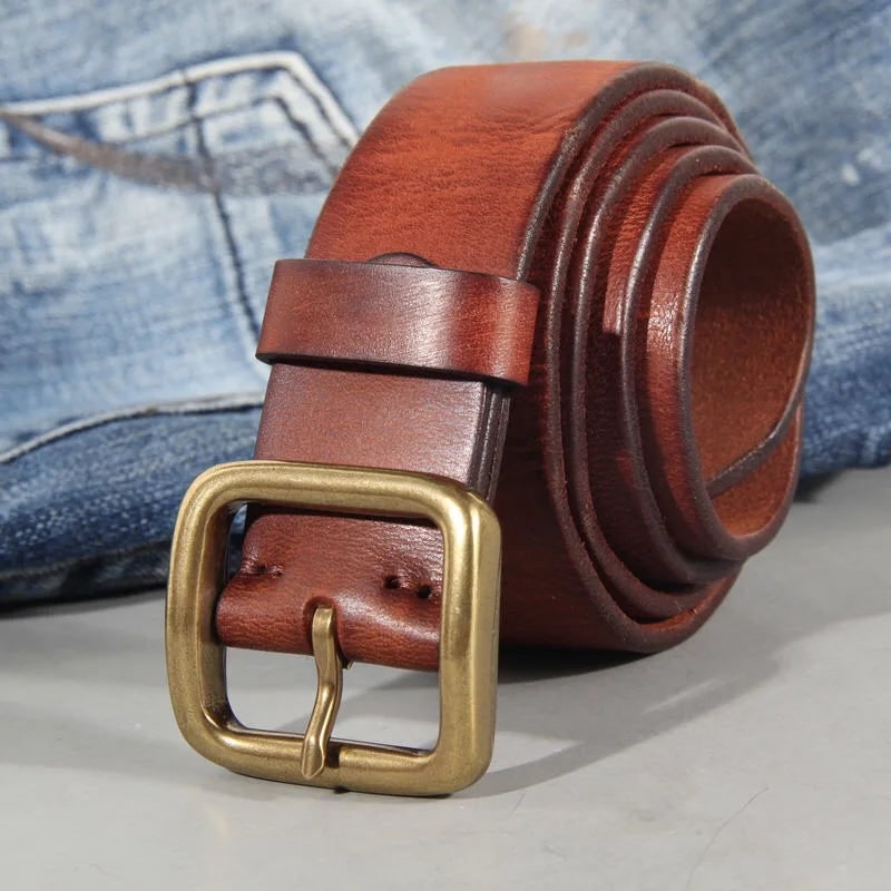 Cowhide Belt for Men - Reddish Brown