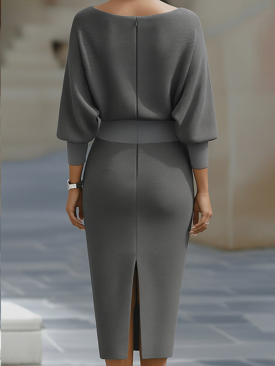 Cowl-Neck Batwing Midi Dress