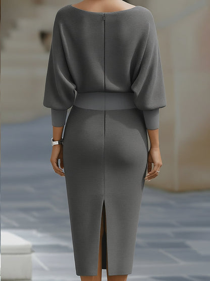 Cowl-Neck Batwing Midi Dress