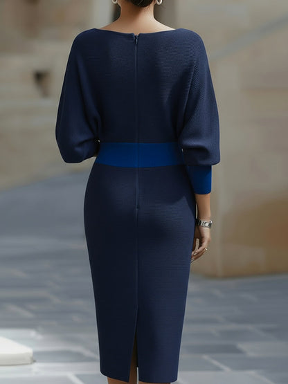 Cowl-Neck Batwing Midi Dress