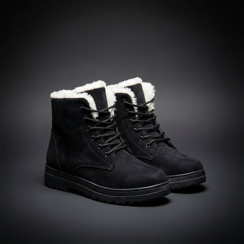 Cozy Faux Fur Lined Winter Boots for Women - Black