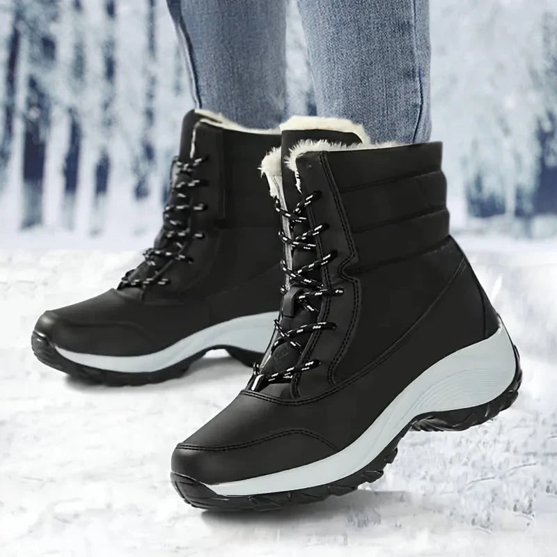 Cozy Snow Boots for Women - Black white