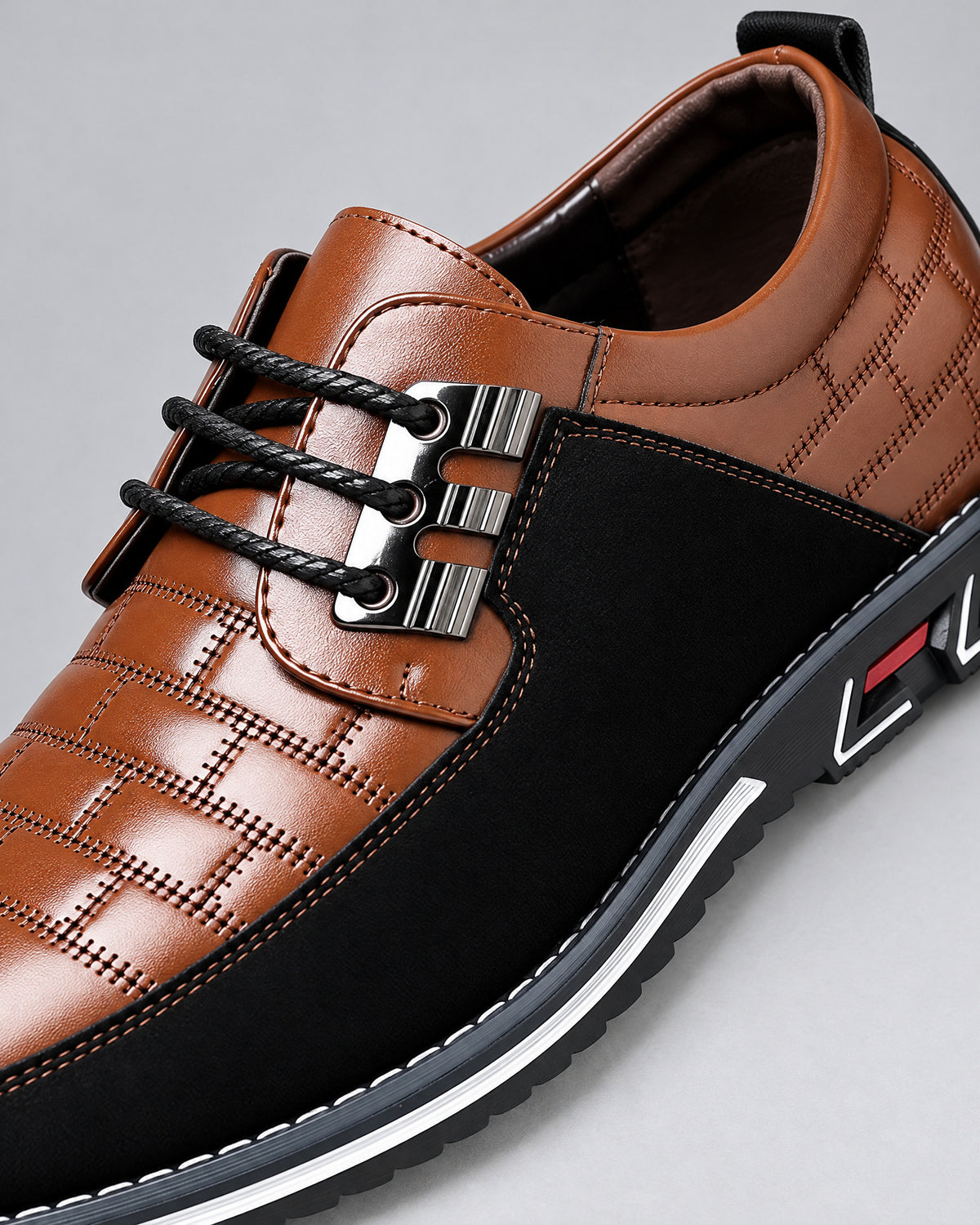 Leather Lace-Up Derby Dress Shoes for Men – close-up detail