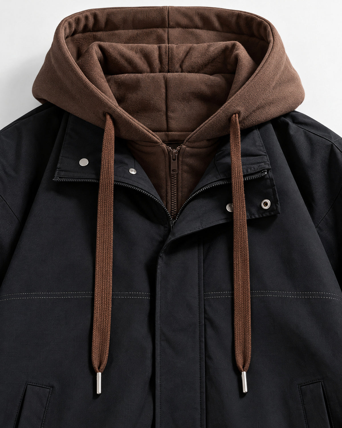 Hooded Utility Jacket with Elastic Cuffs for Men – close-up detail