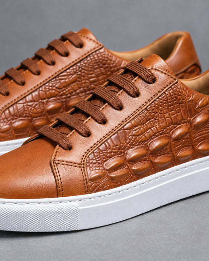 Embossed Leather Sneakers for Men – close-up detail