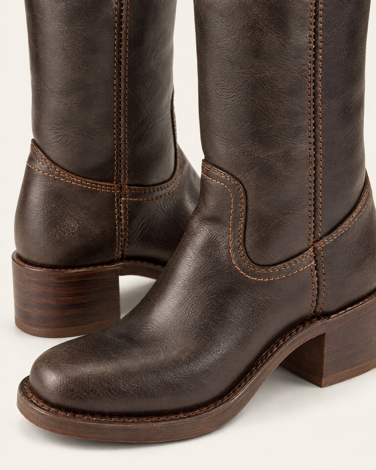 Block Heel Mid-Calf Boots for Women – close-up detail