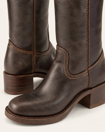 Block Heel Mid-Calf Boots for Women – close-up detail