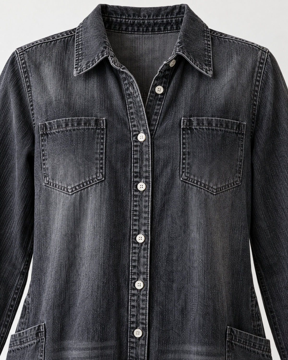 Button-Up Denim Jumpsuit for Women – close-up detail