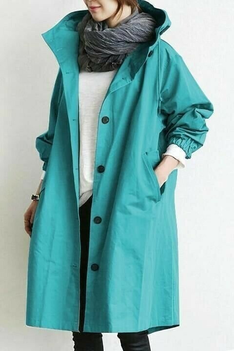 Draped Hooded Heritage Coat - Blue