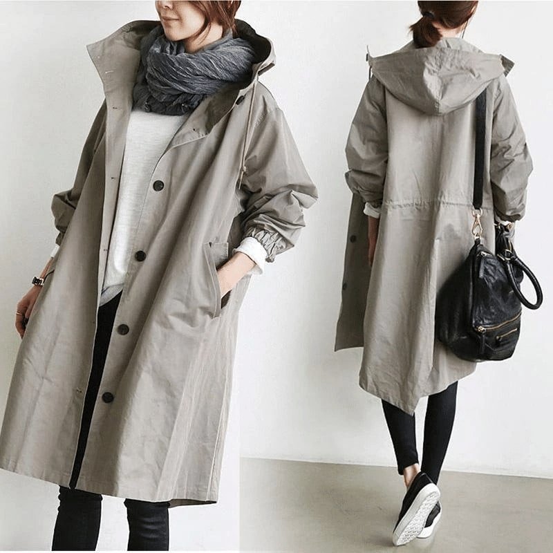 Draped Hooded Heritage Coat - Light Gray