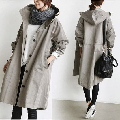 Draped Hooded Heritage Coat - Light Gray