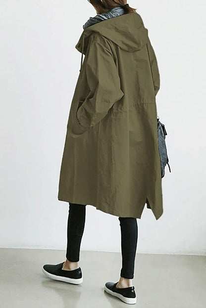 Draped Hooded Heritage Coat - Olive Green