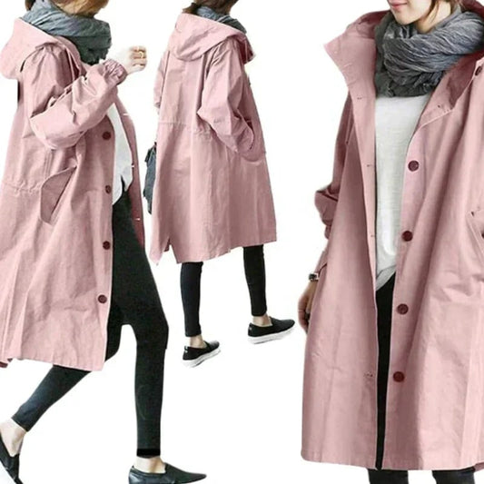 Draped Hooded Heritage Coat - Pink