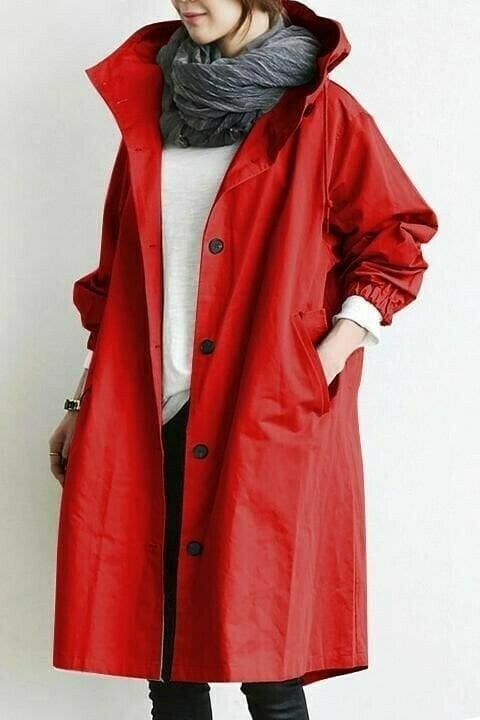 Draped Hooded Heritage Coat - Red