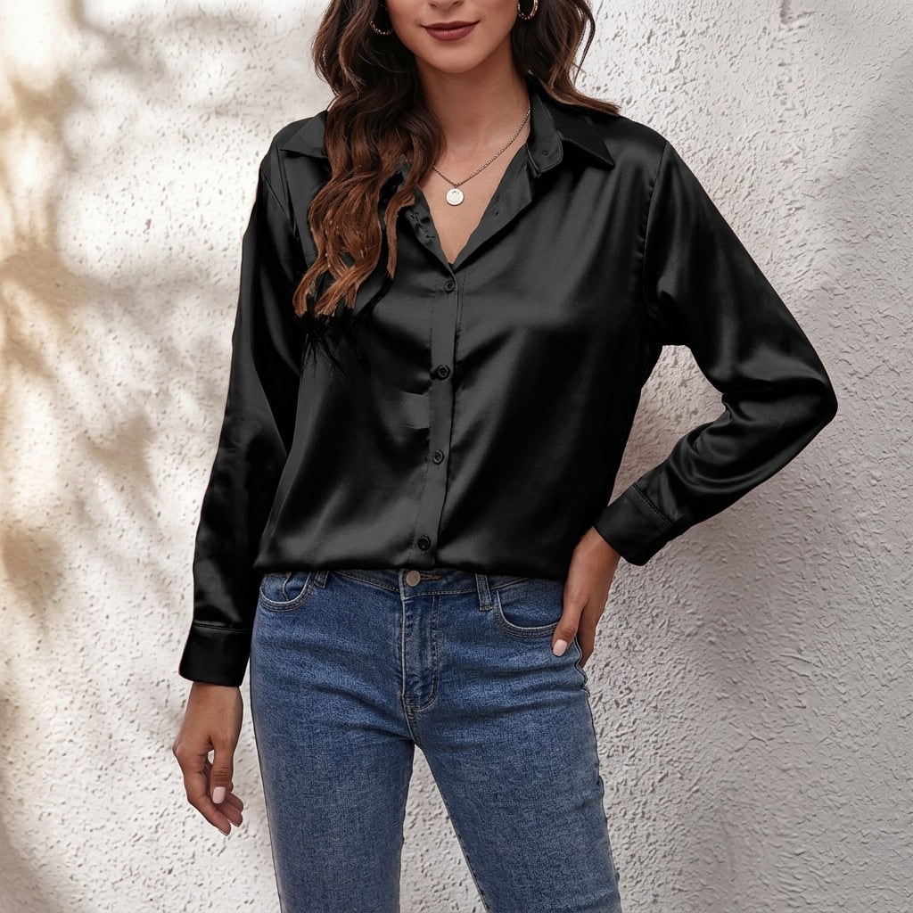 Elvina Silk Shirt - Black