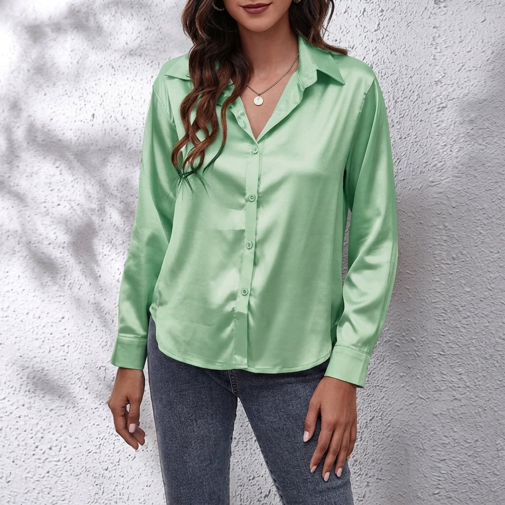 Elvina Silk Shirt - Green