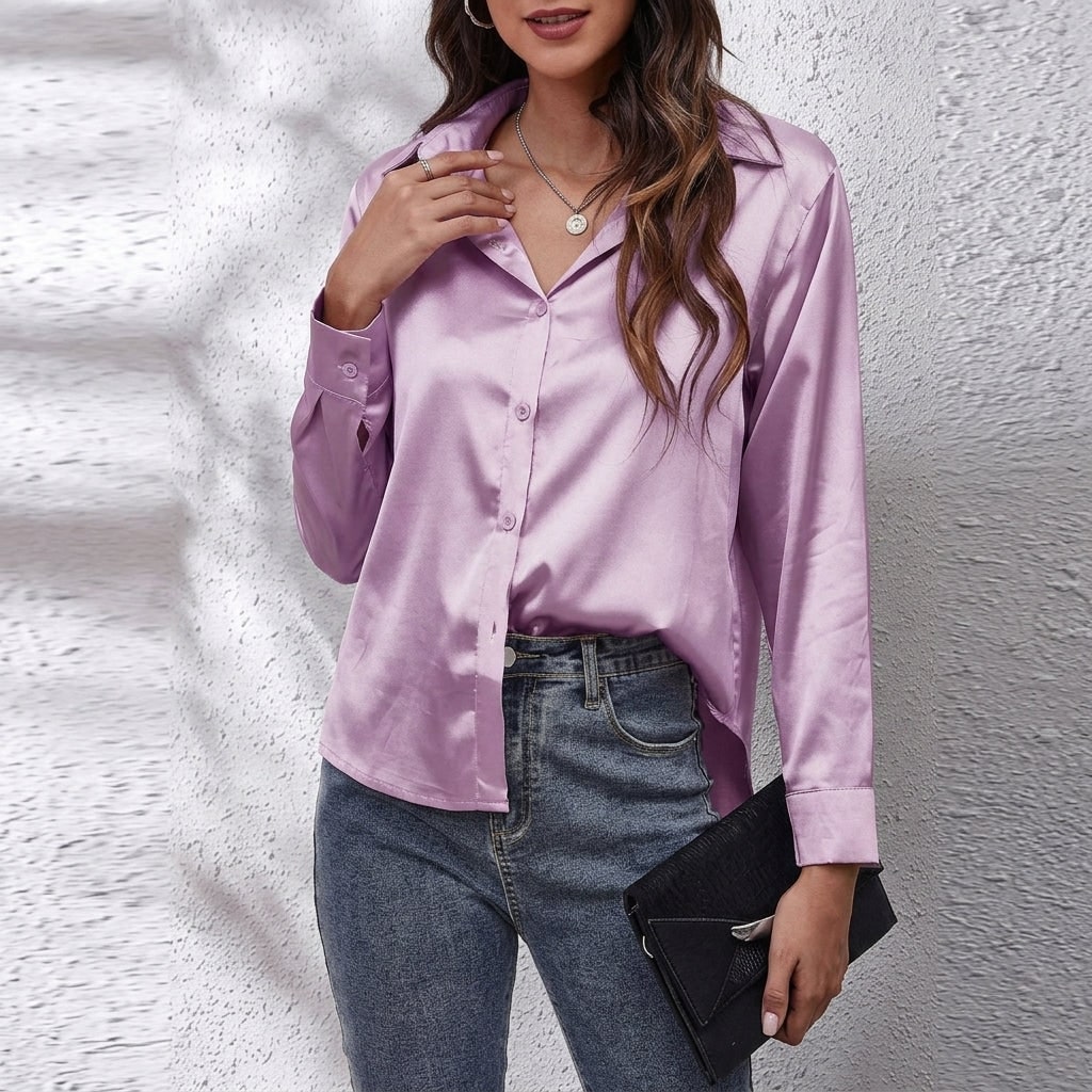 Elvina Silk Shirt - Violet