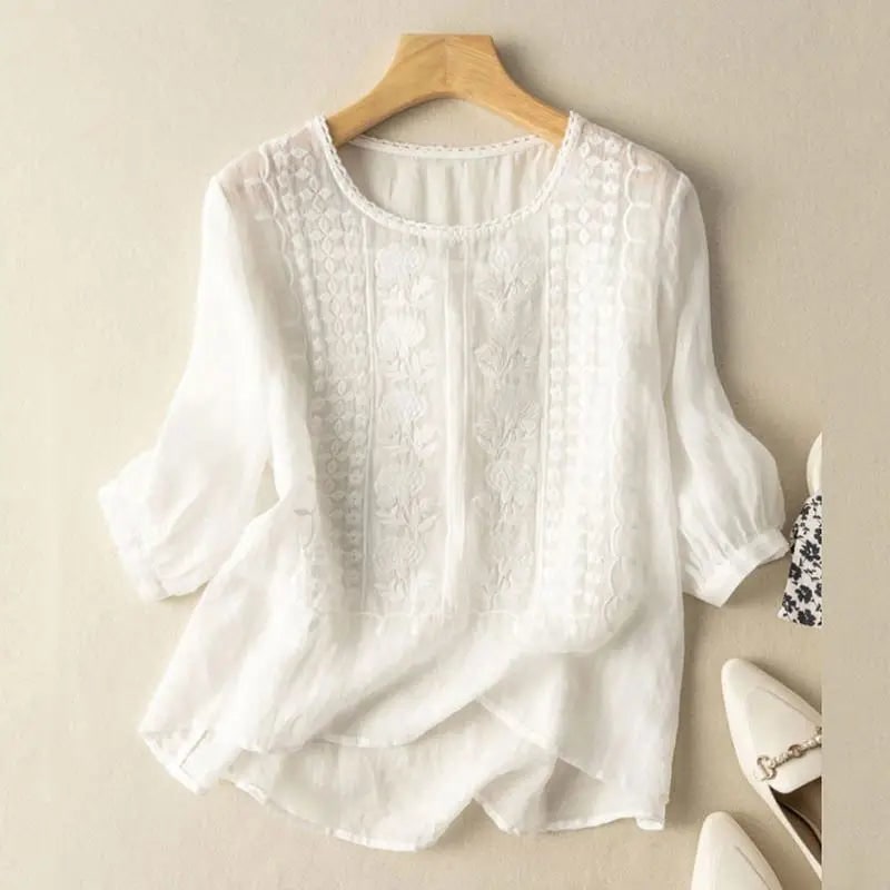 – Embroidered Relaxed Blouse for Women - White