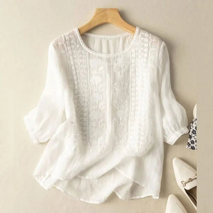 – Embroidered Relaxed Blouse for Women - White