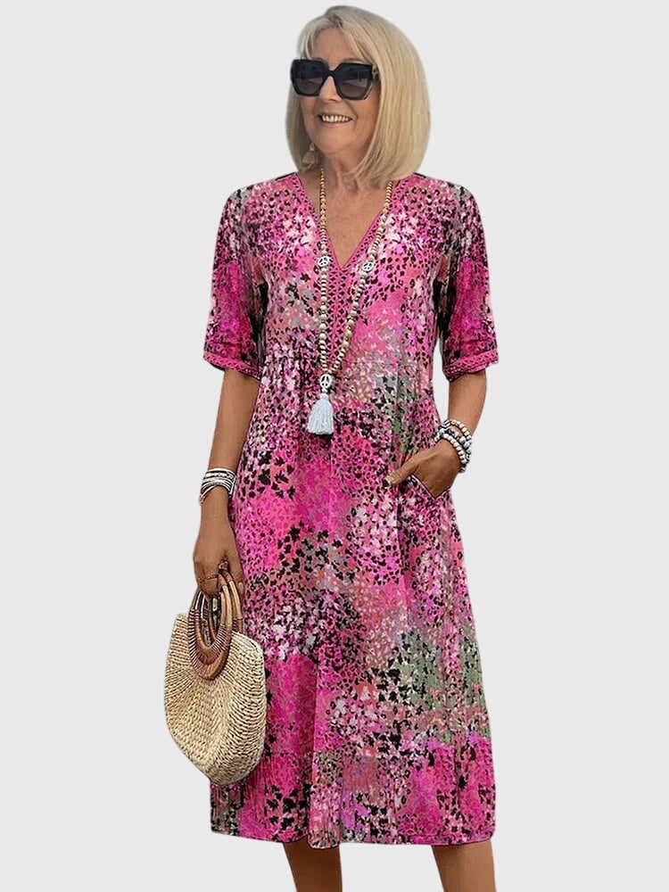 Floral Midi Dress - Blush Pink