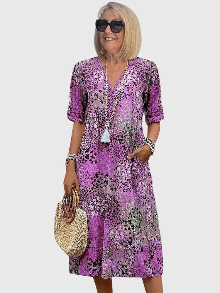 Floral Midi Dress - Lavender Purple