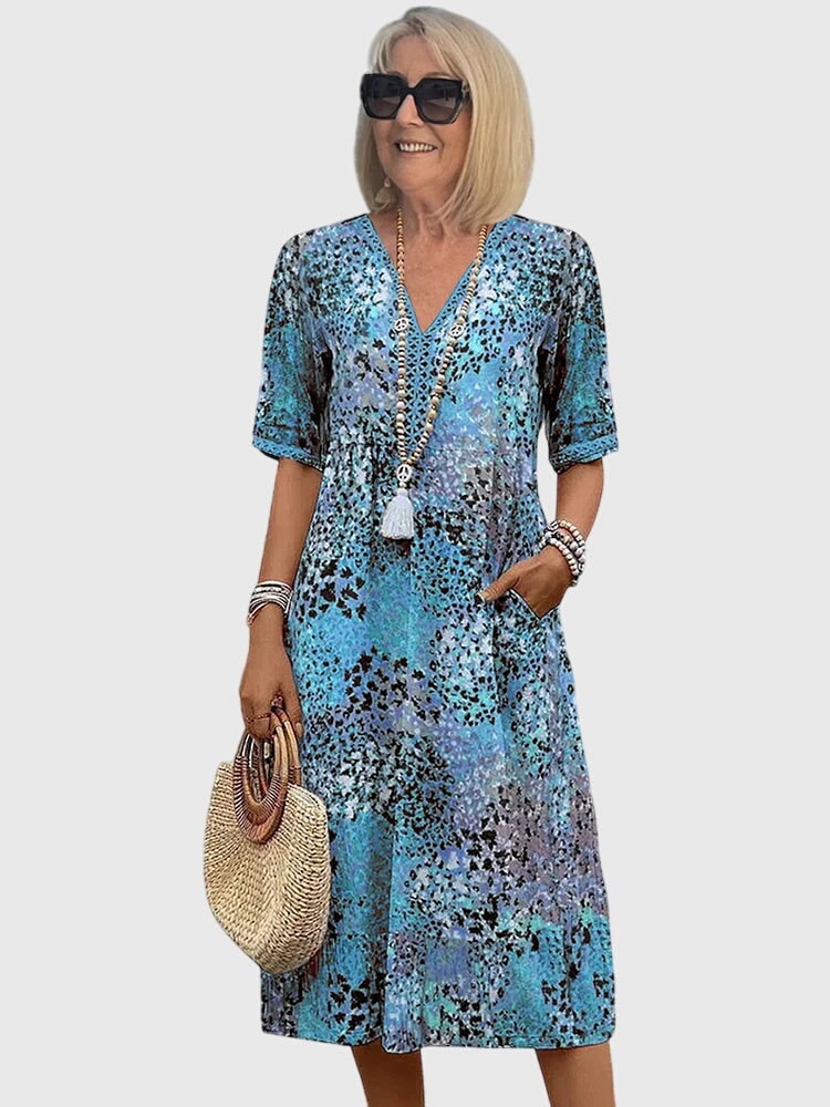 Floral Midi Dress - Ocean Blue