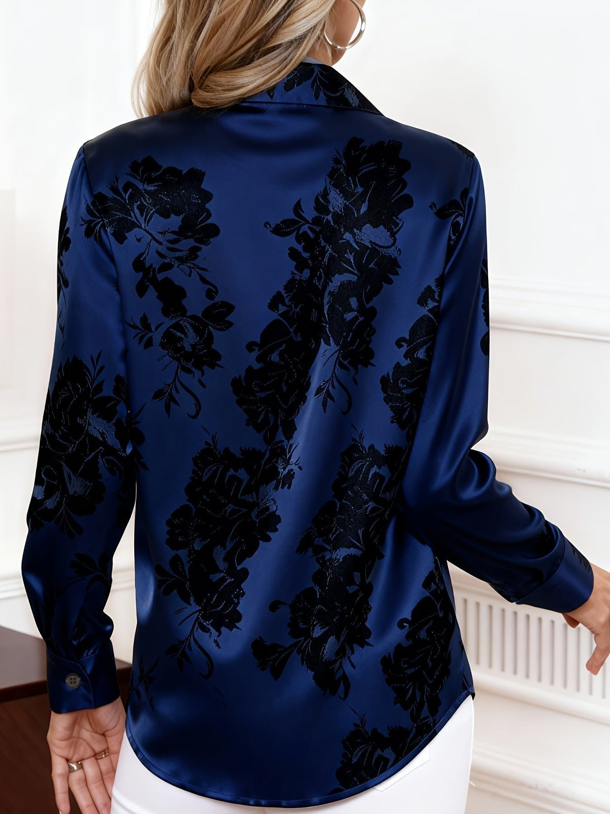 Floral Silk-Blend Button-Front Blouse for Women