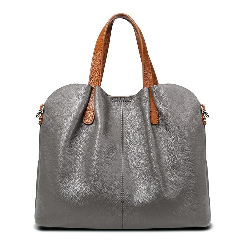 Genuine Leather Handbags for Women - Gray