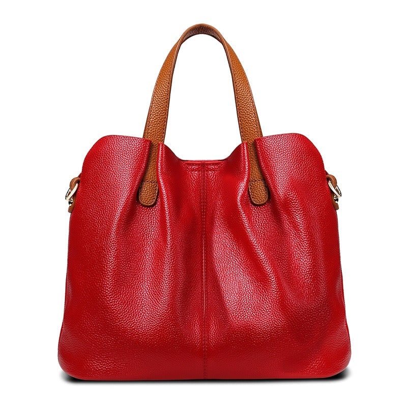 Genuine Leather Handbags for Women - Red