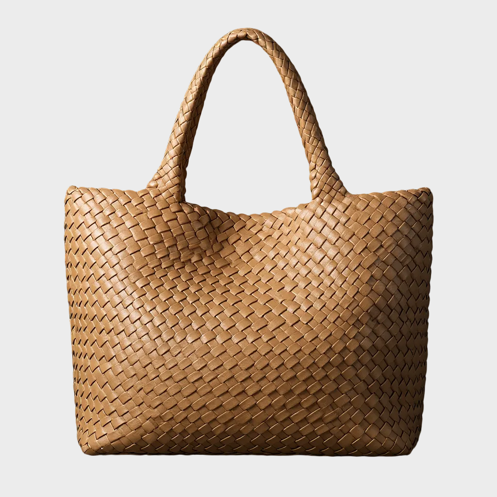 Handwoven Leather Tote - Apricot