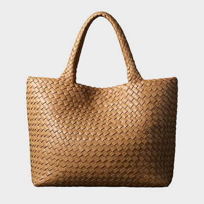 Handwoven Leather Tote - Apricot
