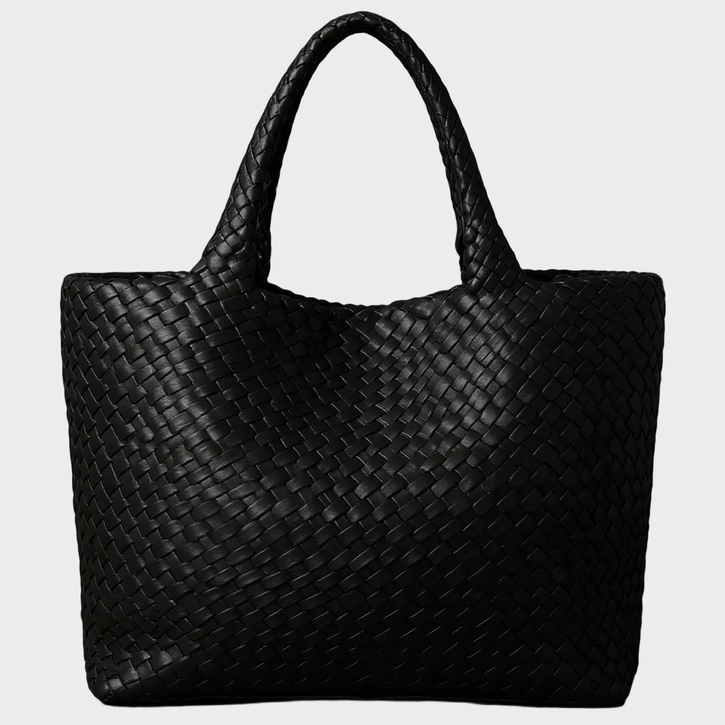 Handwoven Leather Tote - Charcoal