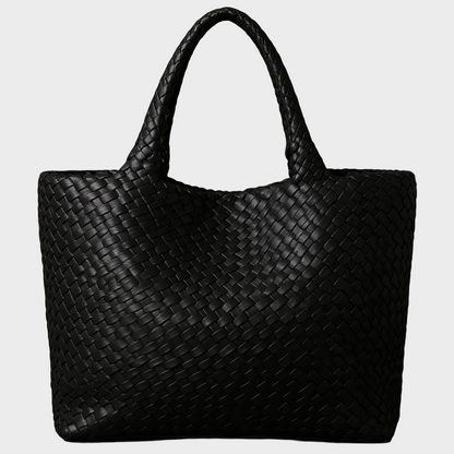 Handwoven Leather Tote - Charcoal