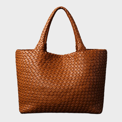 Handwoven Leather Tote - Sienna Brown