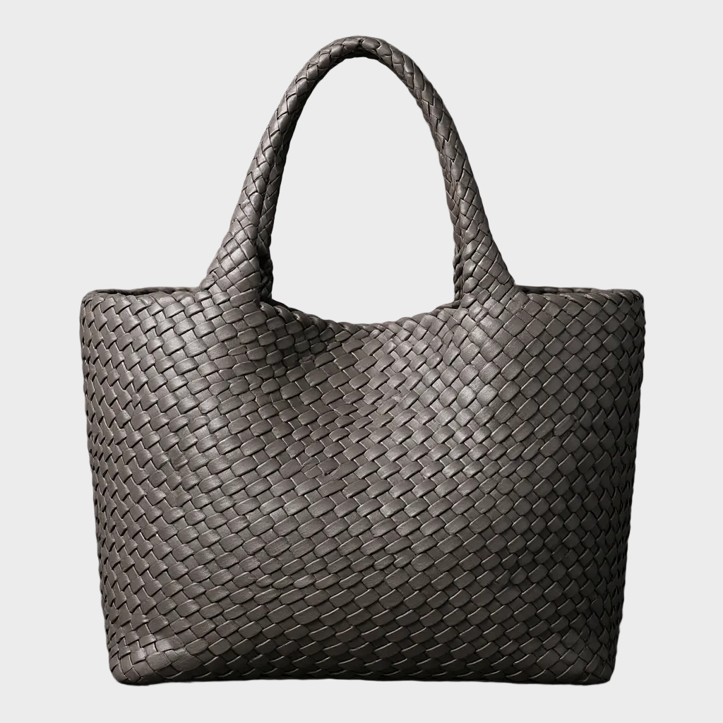 Handwoven Leather Tote - Slate Gray