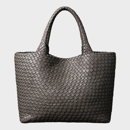 Handwoven Leather Tote - Slate Gray