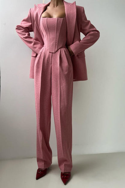 Herringbone Three-Piece Suit Set for Women
