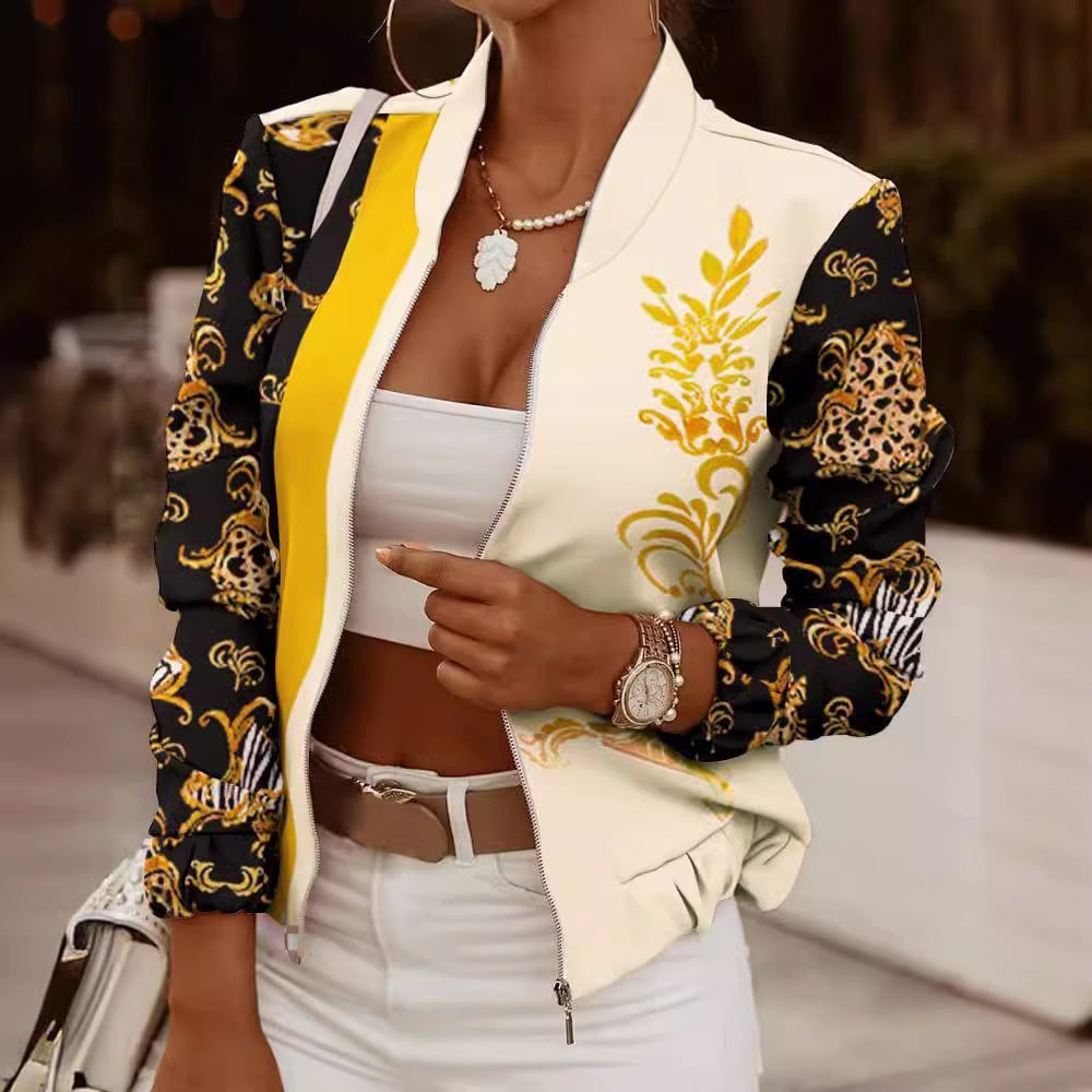 High-Neck Oversized Bomber Jacket for Women
