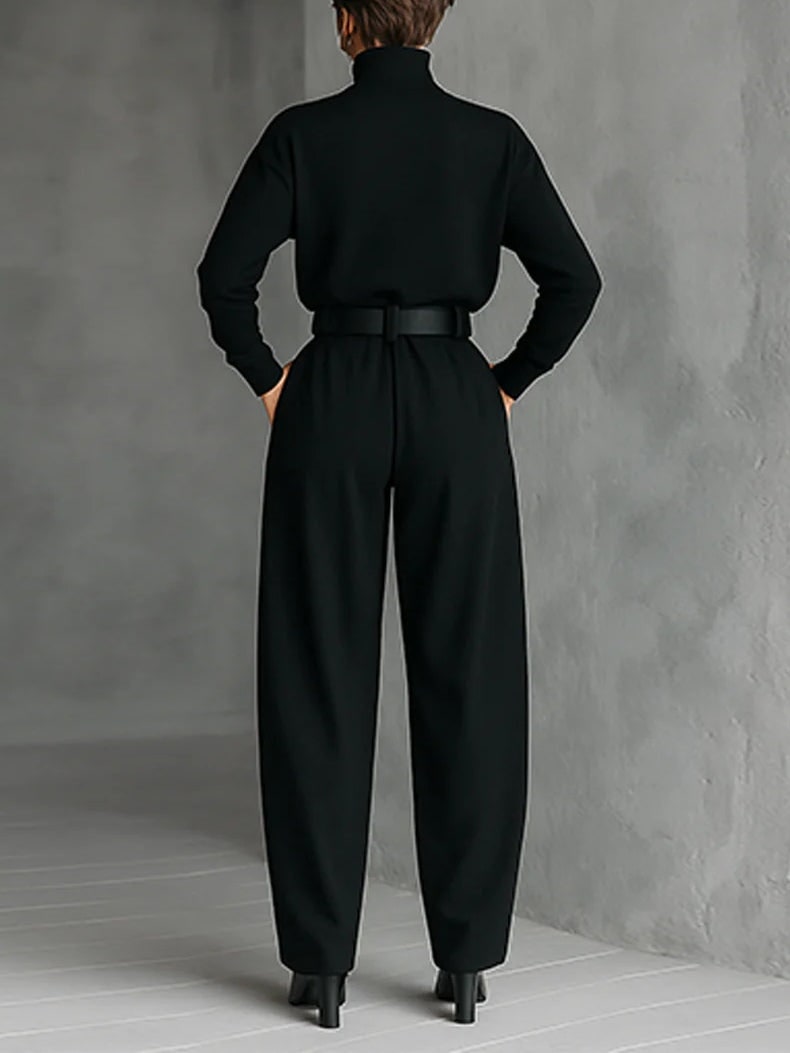 High-Neck Wide Leg Jumpsuit Set for Women