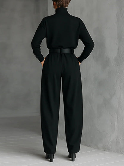 High-Neck Wide Leg Jumpsuit Set for Women