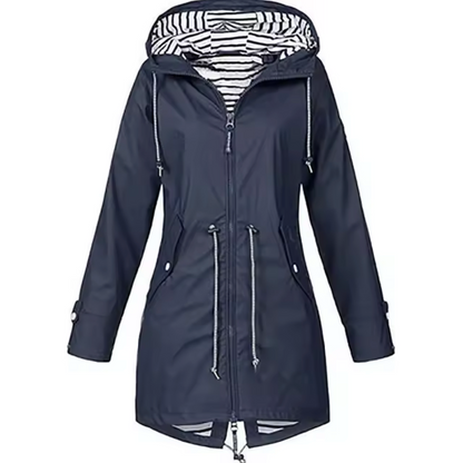 Hooded Oversized Coat for Women - Navy Blue