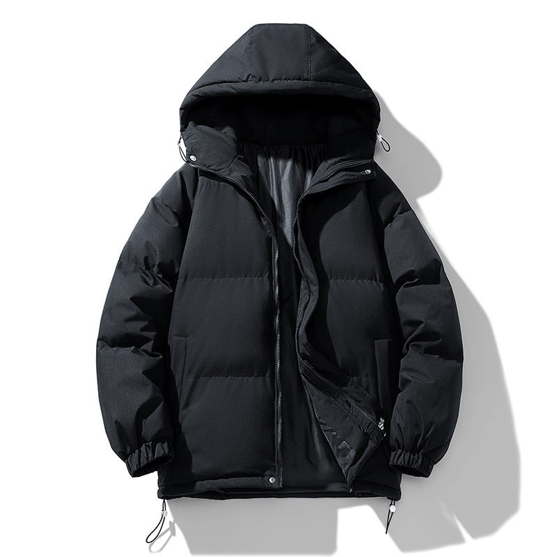 Hooded Quilted Puffer Winter Coat - Black