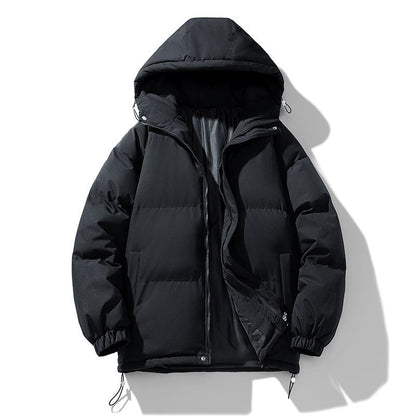 Hooded Quilted Puffer Winter Coat - Black
