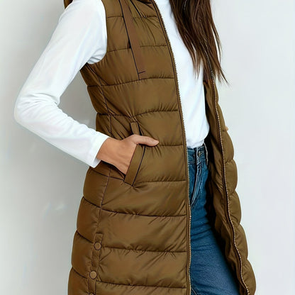 Hooded Relaxed Coat for Women - Khaki
