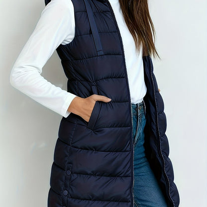 Hooded Relaxed Coat for Women - Navy Blue