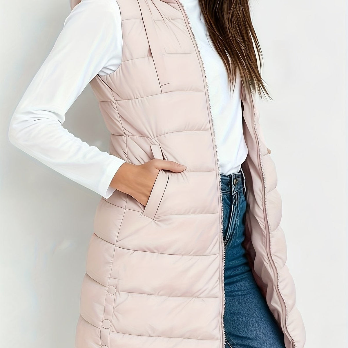 Hooded Relaxed Coat for Women - Pink