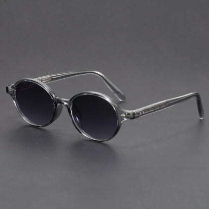 Verano round frame UV400 sunglasses for men with transparent gray acetate frame and dark gradient lenses