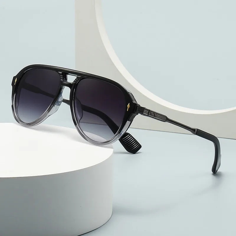 Black aviator gradient sunglasses for men with dark tinted lenses and sleek frame design